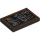 Tile 2 x 3 with Chalk Board with Dark Orange Frame with Wood Grain and Nails, White 'Special', Fish Platter, Scribbles and Number 5 Pattern: {черен}