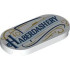 Tile, Round 2 x 4 Oval with Dark Blue and Medium Blue 'HABERDASHERY' and Gold Filigree Pattern: {бял}