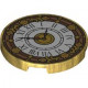 Tile, Round 3 x 3 with White Clock Face, Copper and Gold Hands, Border, and Filigree and Black Roman Numerals Pattern: {топло златист}