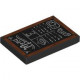 Tile 2 x 3 with Chalk Board with Dark Orange Frame with Wood Grain and Nails, White 'Menu', Food Items and Scribbles Pattern: {черен}