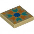 Tile 2 x 2 with Orange and Dark Turquoise Chevrons, Yellow Diamonds, Blue Star Pattern: {тухлено жълт}