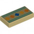 Tile 1 x 2 with Orange, Yellow and Blue Squares, Dark Turquoise Border Lines Pattern: {тухлено жълт}