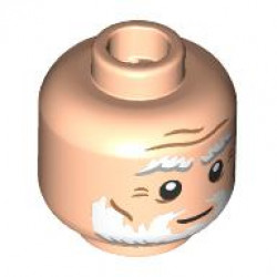Minifigure, Head White and Light Bluish Gray Thick Bushy Eyebrows and Beard, Medium Nougat Cheek Lines, Forehead Creases and Wrinkles, Neutral Pattern: {светло нуга}