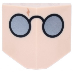 Slope, Curved 33 2 x 2 Double / Inverted with Black Round Glasses with Silver Lenses, Nougat Lightning Bolt Scar Pattern (HP Harry Potter Face): {светло нуга}