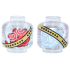 Minifigure, Head without Face with Gold Bands with Solid Black Dots, Silver Swirls, Red and Light Aqua Smoke on Opposite Sides Pattern (HP Remembrall): {прозрачен}