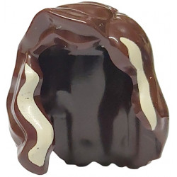 Minifigure, Hair Female Mid-Length with Part over Right Shoulder with Tan Medium Length Highlights Pattern: {тъмно кафяв}