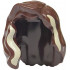 Minifigure, Hair Female Mid-Length with Part over Right Shoulder with Tan Medium Length Highlights Pattern: {тъмно кафяв}