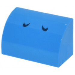 Slope, Curved 1 x 2 with Bottom Stud Holder with 2 Dark Blue Curved Lines Pattern (Super Mario Blue Yoshi Nostrils): {тъмно небесносин}