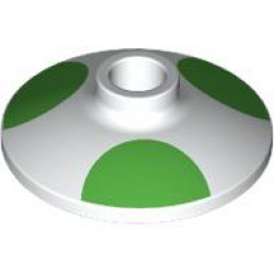 Dish 2 x 2 Inverted (Radar) with Bright Green Spots Pattern (Super Mario Yoshi Bike Wheel Cover): {бял}