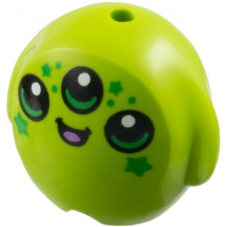 Minifigure, Utensil Pillow Plush Toy with Alien Face with 3 Black Eyes and Mouth, Medium Lavender Tongue and Bright Green Stars Pattern: {ярко жълто-зелен}