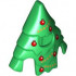 Minifigure, Headgear Head Cover, Costume Pine Tree with Red Christmas Baubles and Gold Beads Pattern: {тъмно зелен}