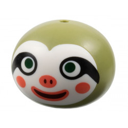 Minifigure, Head, Modified Sloth with Molded White Face and Printed Dark Green Eyes, Black Eye Markings, Dark Red Mouth, Coral Lips, Cheeks and Nose Pattern: {маслинено зелен}