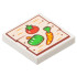 Tile 2 x 2 with Light Nougat Wood Grain Boards with Reddish Brown Nails and Red, Orange, and Bright Green Tomato, Paprika / Pepper, and Carrot Pattern: {бял}