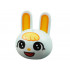 Minifigure, Head, Modified Bunny / Rabbit with Molded Bright Light Orange Inner Ears and Printed Bright Light Yellow Bangs, Large Black Eyes, White Face, Bright Light Orange Nose, Red Open Mouth Smile Pattern: {аквамарин}