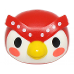 Minifigure, Head, Modified Owl with Molded White Face and Printed Black Eyes, Coral Cheeks, Yellow Beak and White Dots on Eyebrows Pattern: {ярко червен}