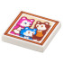 Tile 2 x 2 with Family Portrait in Reddish Orange Frame with Magenta, Reddish Brown, and Blue Animals Pattern: {бял}