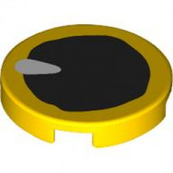 Tile, Round 2 x 2 with Bottom Stud Holder with Eye with Black Pupil and White Teardrop Shaped Glint Pattern: {ярко жълт}