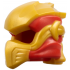 Minifigure, Headgear Ninjago Wrap Type 10 with Molded Pearl Gold Armor, Wraps and Knot Pattern: {ярко червен}