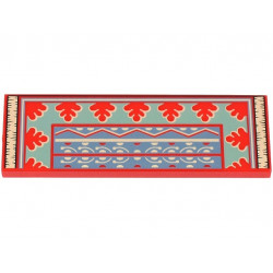 Tile 2 x 6 with Sand Blue and Sand Green Half Rug / Carpet with Leaves, Tan Lines, Geometric Shapes and Fringe Pattern: {ярко червен}