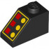 Slope 45 2 x 1 with 3 Large Red Lamps, 3 Large Yellow Buttons and Thin Border Pattern: {черен}