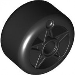 Wheel 24 x 15 with Pin Hole with Molded Black Hard Plastic Tire Pattern: {черен}