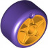 Wheel 24 x 15 with Pin Hole with Molded Dark Purple Hard Plastic Tire Pattern: {огнено жълто-оранжев}