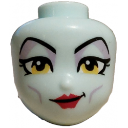 Mini Doll, Head Friends with Black Thin Long Eyebrows, Double Eyelashes, Yellow Eyes, Lavender Eye Shadow and Cheek Lines, Magenta Lips, Lopsided Grin Pattern: {аквамарин}