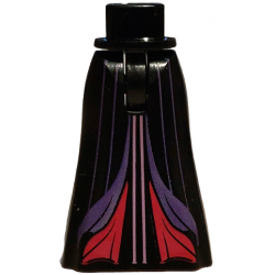 Mini Doll Hips and Skirt Full Length with Magenta Insets, Dark Purple and Medium Lavender Stripes Pattern - Thin Hinge: {черен}