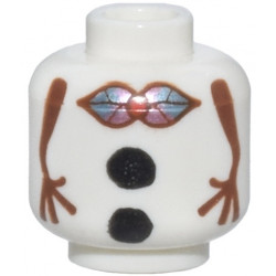 Minifigure, Head without Face with Snowman Reddish Brown Stick Arms, Black Coal Buttons and Metallic Light Blue, Metallic Pink and Red Bow Tie Pattern (Frozen Olaf Body): {бял}