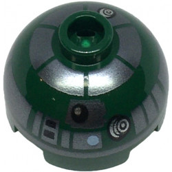 Brick, Round 2 x 2 Dome Top with SW Astromech Droid Dark Silver Panels and Band Around Dome, Bright Light Blue Dot Pattern: {земно зелен}