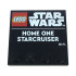 Tile, Modified 4 x 4 with Studs on Edge with LEGO Star Wars Logo and White 'HOME ONE STARCRUISER' Pattern: {черен}