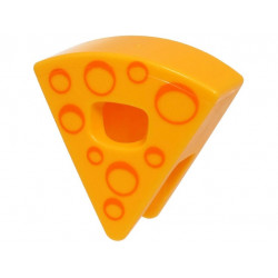 Minifigure, Headgear Head Cover, Costume Wedge Slice with Cheese with Orange Holes Pattern (BAM): {огнено жълто-оранжев}