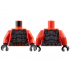 Torso Dark Silver Segmented Armor with Sharp Plates, Rivets and Silver Scratches over Dark Red Scales, Reddish Brown Thick Rope Belt Pattern / Red Arms / Black Hands: {ярко червен}
