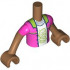 Torso Mini Doll Boy Dark Pink Jacket Open with Lime Collar and Trim over White Shirt with Hamburger with Face Pattern, Medium Nougat Arms with Hands with Dark Pink Short Sleeves: {умерен нуга}