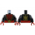 Torso Robe Open with Gold Trim over Dark Red Chest Exoskeleton Segments with Red Spikes, Waist Sash with Insect Head Buckle, Stylized Scorpion Logo on Back Pattern / Black Arms / Dark Red Hands: {черен}