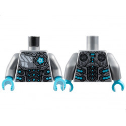 Torso Silver Chest and Dark Silver Abdomen Armor Plates, White Markings, Medium Azure Crystal, Hoses and Trim Pattern / Flat Silver Arms / Medium Azure Hands: {сребърно метален}