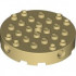 Brick, Round 6 x 6 with 4 Side Pin Holes and Center Hole: {тухлено жълт}