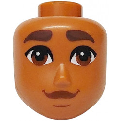 Mini Doll, Head Friends Male Large with Dark Brown Thick Eyebrows, Reddish Brown Eyes, Lips and Chin Dimple Pattern: {сиена кафяво}