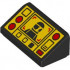 Slope 30 1 x 2 x 2/3 with Red and Yellow Control Panel Buttons and Square Monitor with Image of Minifigure with Helmet Pattern: {черен}