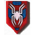 Tile, Modified 2 x 3 Pentagonal with White Spider, Blue Armor Plates, Dark Red Circuitry Pattern: {ярко червен}