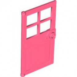 Door 1 x 4 x 6 with 4 Panes and Stud Handle: {пъстро коралов}