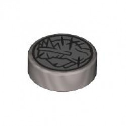 Tile, Round 1 x 1 with Dark Silver Lady Liberty Head Profile and Black Scratches on Silver Background Coin Pattern: {сребърно метален}