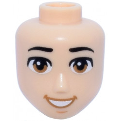 Mini Doll, Head Friends Male Large with Black Eyebrows, Medium Nougat Eyes, Nougat Chin Dimple, Medium Nougat Open Mouth Smile with Teeth Pattern: {светло нуга}