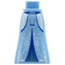 Mini Doll Hips and Skirt Full Length with White Sides, Filigree, Dots and Sparkles, Metallic Light Blue Inset and Blue Trim Pattern - Thin Hinge: {светло кралско син}