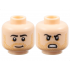 Minifigure, Head Dual Sided Black Eyebrows, Medium Nougat Beard Stubble, Slightly Lopsided Grin / Angry Bared Teeth and Upper Eyelids Pattern: {светло нуга}