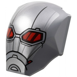 Large Figure Armor, Smooth with 2 x 2 Round Brick Attachment with Silver Armor Plates, Glasses with Red Lenses and Dark Red Reflections, Black Lines on Forehead (Ant-Man Head): {сребърно метален}