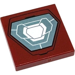 Tile 2 x 2 with White and Metallic Light Blue Hexagonal Arc Reactor Pattern: {нов тъмно червен}
