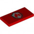 Tile 2 x 4 with Lopsided Silver Fire Logo Badge with Black Border Dripping Paint Pattern: {ярко червен}