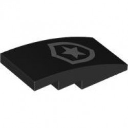 Slope, Curved 4 x 2 with Silver Police Star Badge Logo Pattern: {черен}