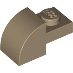 Slope, Curved 2 x 1 with Recessed Stud: {пясъчно жълт}